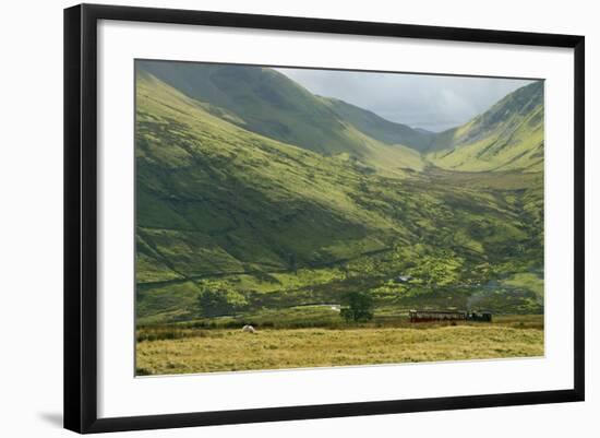 Steam Engine and Passenger Carriage on Trip Down Snowdon Mountain Railway, Gwynedd, Wales-Peter Barritt-Framed Photographic Print