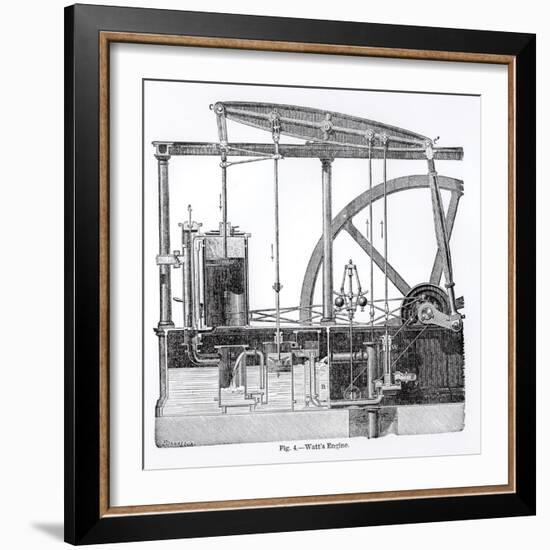 Steam Engine Designed by James Watt, by Bonnafoux-null-Framed Giclee Print