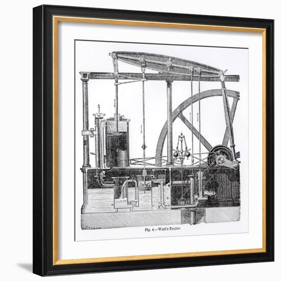 Steam Engine Designed by James Watt, by Bonnafoux-null-Framed Giclee Print