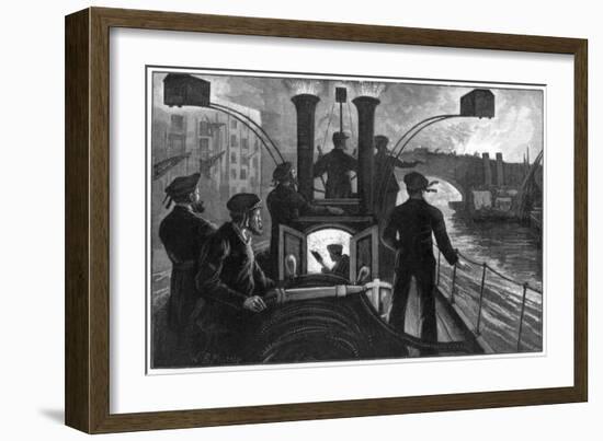 Steam Fire-Engine Going to a Riverside Fire, London Fire Brigade, 1890-WB Murray-Framed Giclee Print