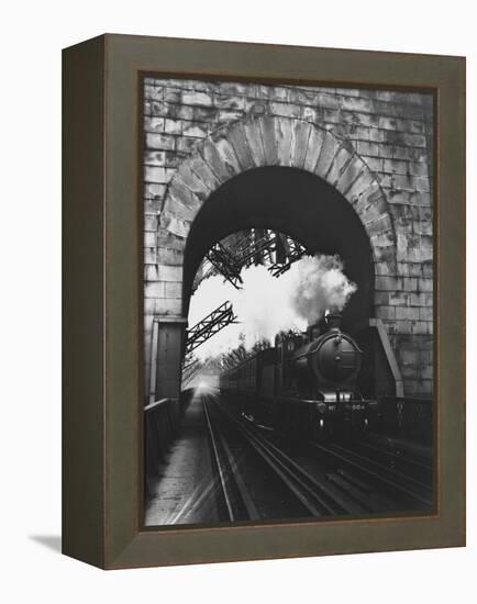 Steam Locomotive at Firth of Forth Bridge-null-Framed Premier Image Canvas