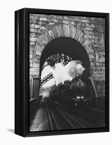 Steam Locomotive at Firth of Forth Bridge-null-Framed Premier Image Canvas