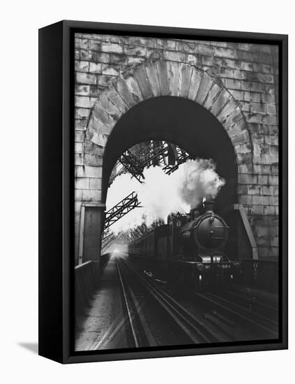 Steam Locomotive at Firth of Forth Bridge-null-Framed Premier Image Canvas