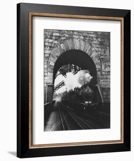 Steam Locomotive at Firth of Forth Bridge-null-Framed Premium Photographic Print