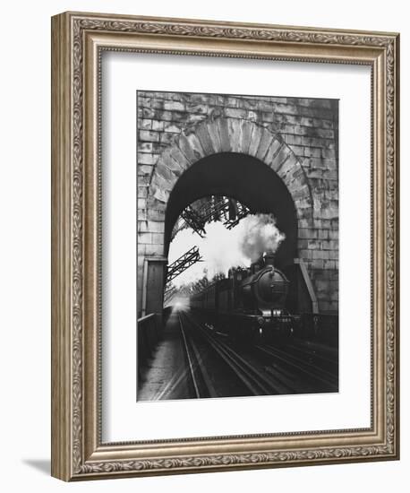 Steam Locomotive at Firth of Forth Bridge-null-Framed Photographic Print