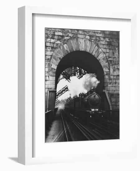 Steam Locomotive at Firth of Forth Bridge-null-Framed Photographic Print