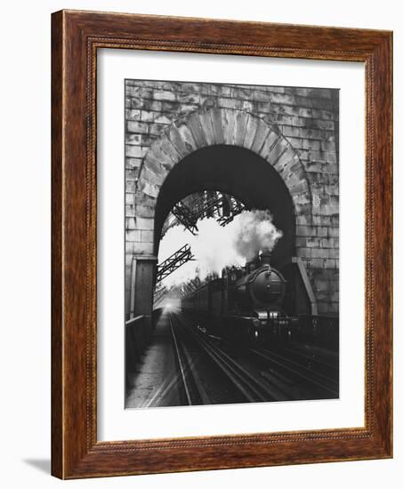 Steam Locomotive at Firth of Forth Bridge-null-Framed Photographic Print