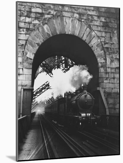 Steam Locomotive at Firth of Forth Bridge-null-Mounted Photographic Print