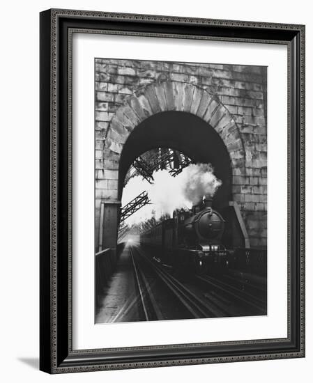 Steam Locomotive at Firth of Forth Bridge-null-Framed Photographic Print