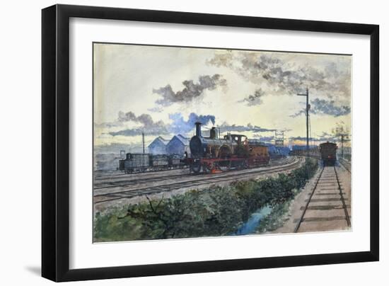 Steam Locomotive, C.1870 (W/C on Paper)-Unknown Artist-Framed Giclee Print