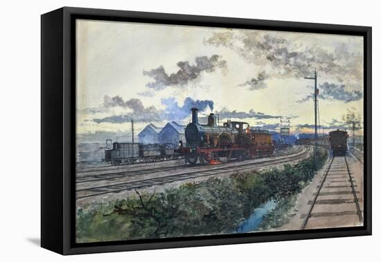 Steam Locomotive, C.1870 (W/C on Paper)-Unknown Artist-Framed Premier Image Canvas