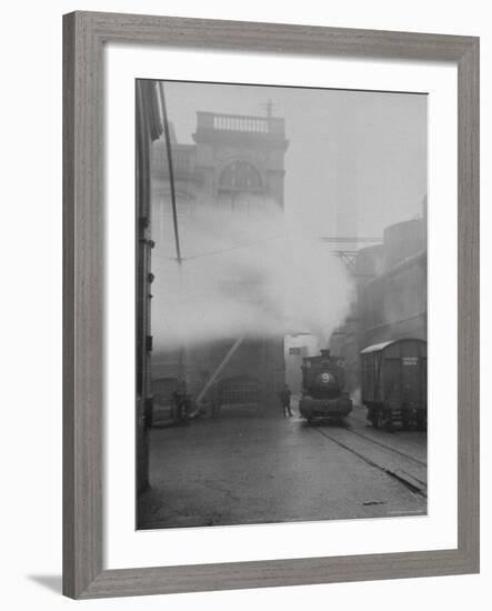 Steam Locomotive in Factory Yard-Emil Otto Hoppé-Framed Photographic Print