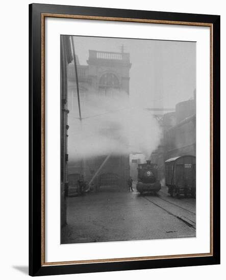 Steam Locomotive in Factory Yard-Emil Otto Hoppé-Framed Photographic Print