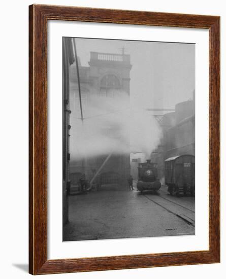 Steam Locomotive in Factory Yard-Emil Otto Hoppé-Framed Photographic Print