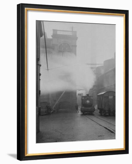 Steam Locomotive in Factory Yard-Emil Otto Hoppé-Framed Photographic Print