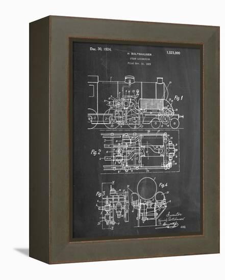 Steam Locomotive Patent-null-Framed Stretched Canvas