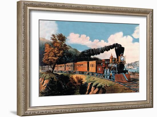 Steam Locomotive-Currier & Ives-Framed Art Print