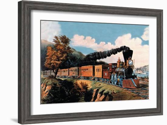 Steam Locomotive-Currier & Ives-Framed Art Print