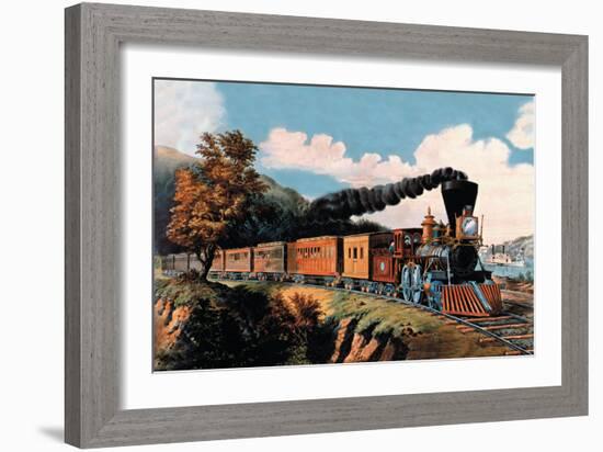 Steam Locomotive-Currier & Ives-Framed Art Print