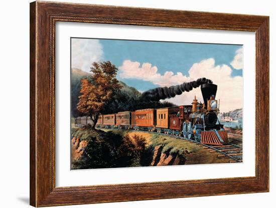 Steam Locomotive-Currier & Ives-Framed Art Print