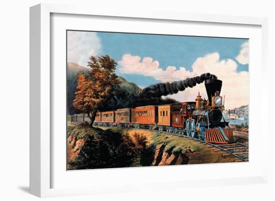 Steam Locomotive-Currier & Ives-Framed Art Print