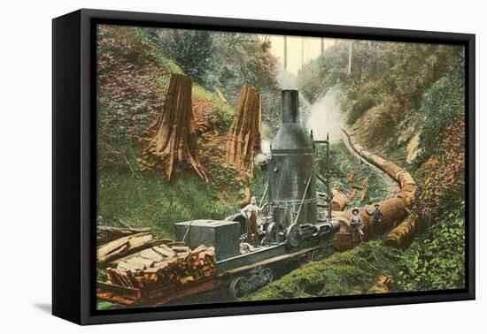 Steam Lumber Mill on Tracks-null-Framed Stretched Canvas