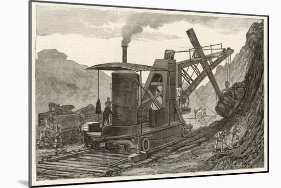 Steam Navvy Excavation Machine Used in Making a New Dock in Swansea-null-Mounted Art Print