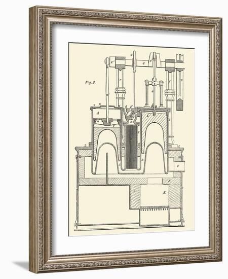 Steam Power Piston Chamber Cutaway-null-Framed Art Print