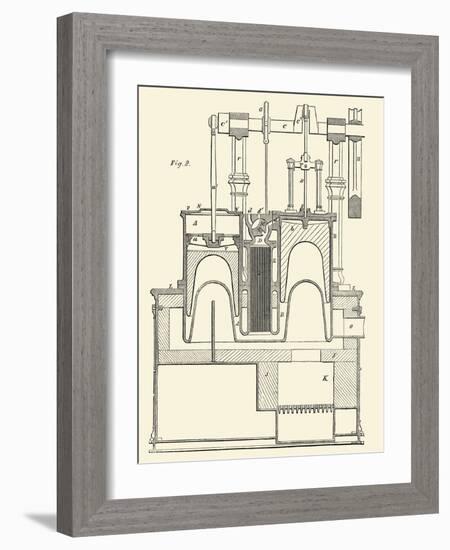 Steam Power Piston Chamber Cutaway-null-Framed Art Print