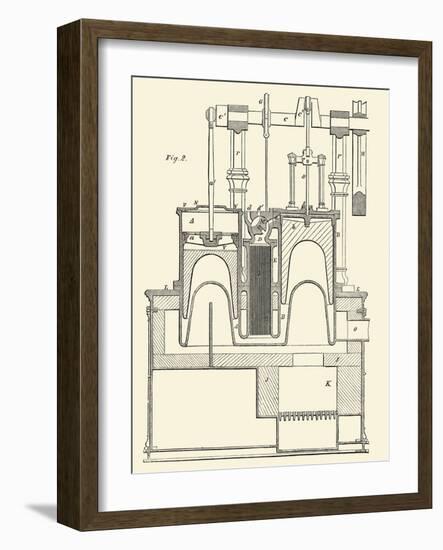 Steam Power Piston Chamber Cutaway-null-Framed Art Print