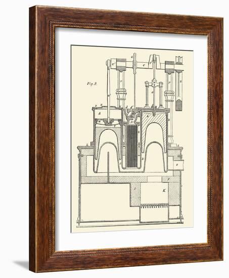 Steam Power Piston Chamber Cutaway-null-Framed Art Print