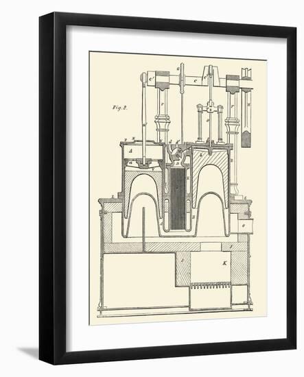Steam Power Piston Chamber Cutaway-null-Framed Art Print