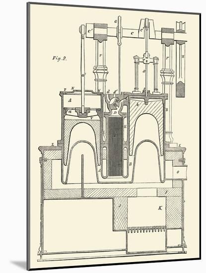 Steam Power Piston Chamber Cutaway-null-Mounted Art Print