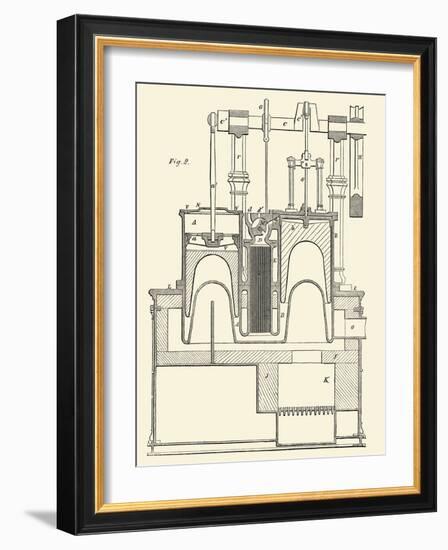 Steam Power Piston Chamber Cutaway-null-Framed Art Print