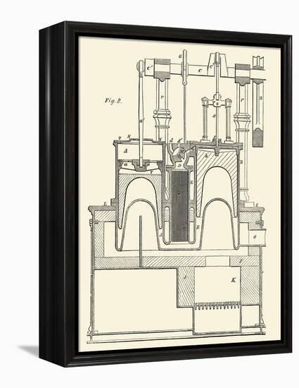 Steam Power Piston Chamber Cutaway-null-Framed Stretched Canvas