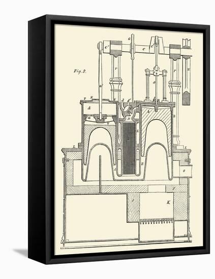 Steam Power Piston Chamber Cutaway-null-Framed Stretched Canvas