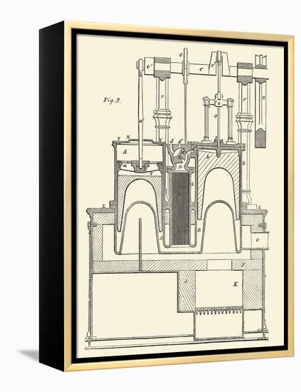 Steam Power Piston Chamber Cutaway-null-Framed Stretched Canvas