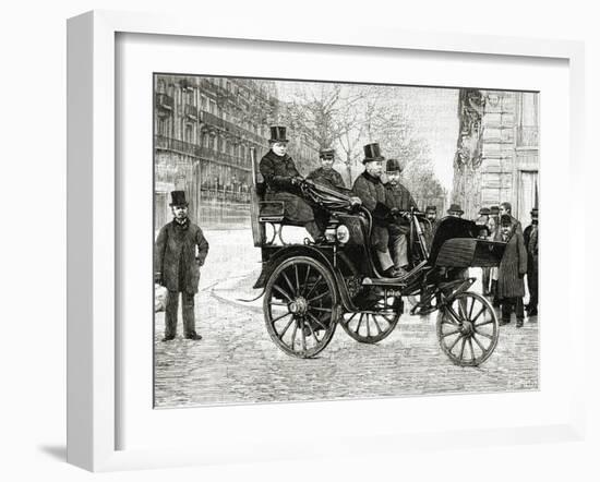 Steam-Powered Car by Leon Serpollet. Engraving.-Tarker-Framed Photographic Print