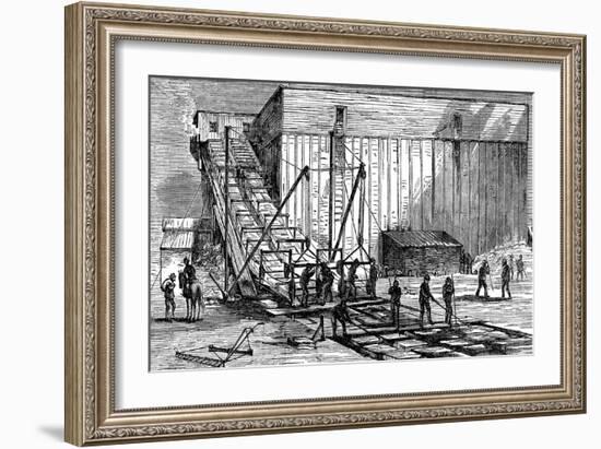Steam-Powered Ice Elevator, Hudson River Near New York, USA, 1875-null-Framed Giclee Print