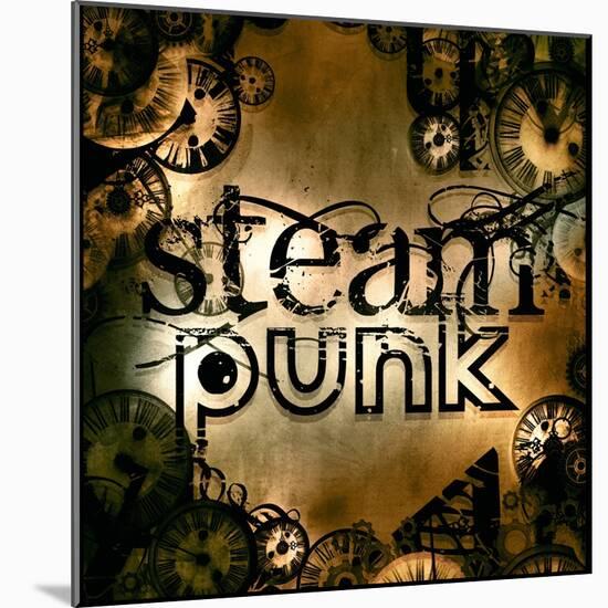 Steam Punk Rusty Sign Illustration-Pixeldreams-Mounted Art Print