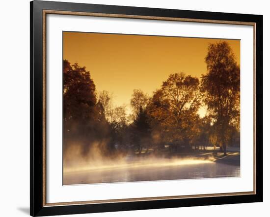 Steam Rises off Pond at Pioneer Park at Sunrise, Washington, USA-Brent Bergherm-Framed Photographic Print