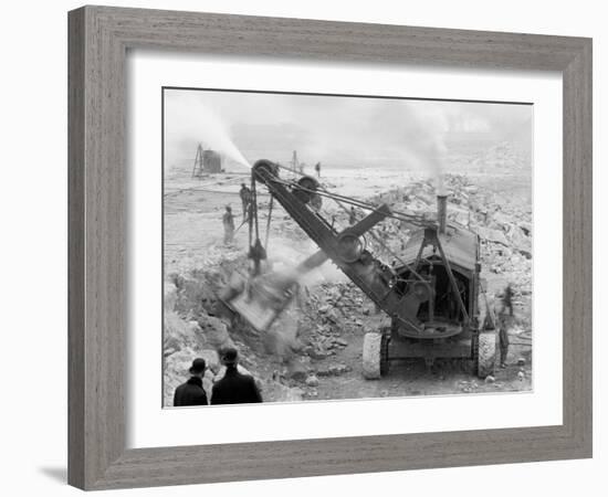 Steam Shovel Removing Rock Loosened by Dynamite, Livingstone Channel, Mich.-null-Framed Photo