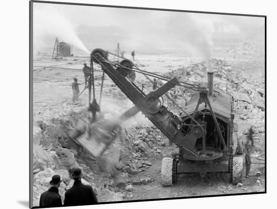 Steam Shovel Removing Rock Loosened by Dynamite, Livingstone Channel, Mich.-null-Mounted Photo
