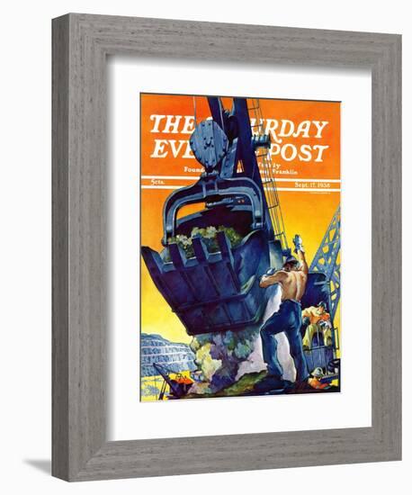 "Steam Shovel," Saturday Evening Post Cover, September 17, 1938-Ski Weld-Framed Giclee Print