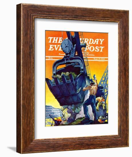 "Steam Shovel," Saturday Evening Post Cover, September 17, 1938-Ski Weld-Framed Giclee Print