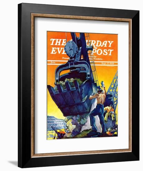 "Steam Shovel," Saturday Evening Post Cover, September 17, 1938-Ski Weld-Framed Giclee Print