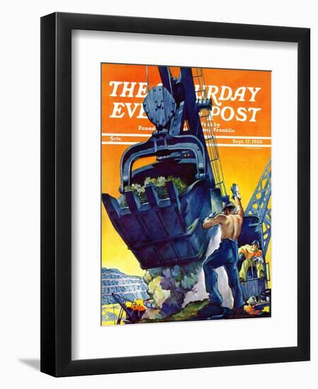 "Steam Shovel," Saturday Evening Post Cover, September 17, 1938-Ski Weld-Framed Giclee Print