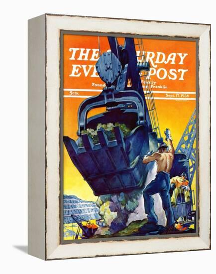 "Steam Shovel," Saturday Evening Post Cover, September 17, 1938-Ski Weld-Framed Premier Image Canvas