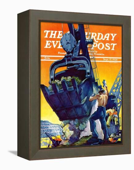 "Steam Shovel," Saturday Evening Post Cover, September 17, 1938-Ski Weld-Framed Premier Image Canvas