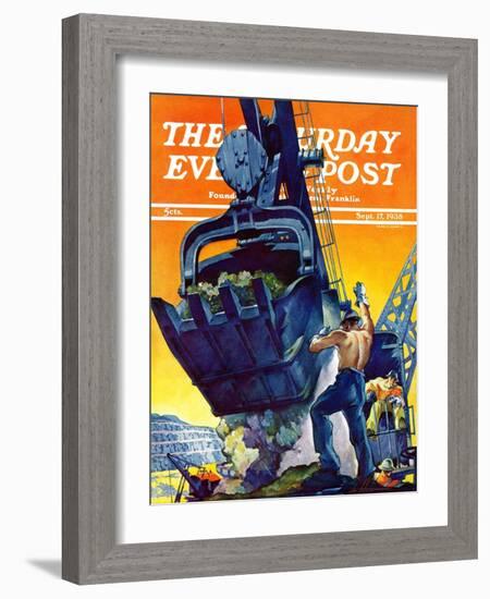 "Steam Shovel," Saturday Evening Post Cover, September 17, 1938-Ski Weld-Framed Giclee Print